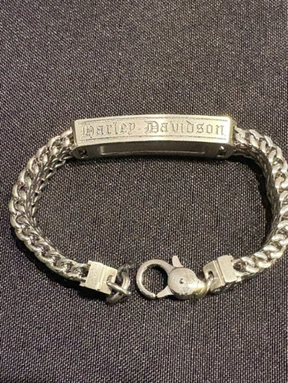 HARLEY DAVIDSON VINTAGE BAR & SHELD STAUNLESS STEEL BRACELET